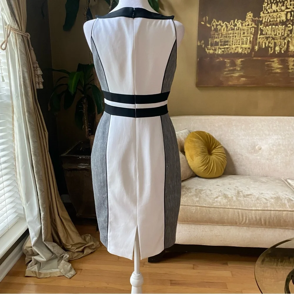 {WHBM} White Gray Black Colorblock Sheath Dress, size 2 - Picture 3 of 12
